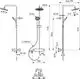 Duschsystem von Ideal Standard mit Kopf- und Handbrause, flexibler Wandmontage, verstellbarer Höhe und verschiedenen Anschlussmöglichkeiten. Technische Skizze und Maße abgebildet.